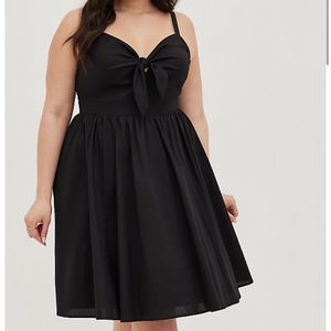 Torrid Size 3 Black Poplin Tie Front skater dress.